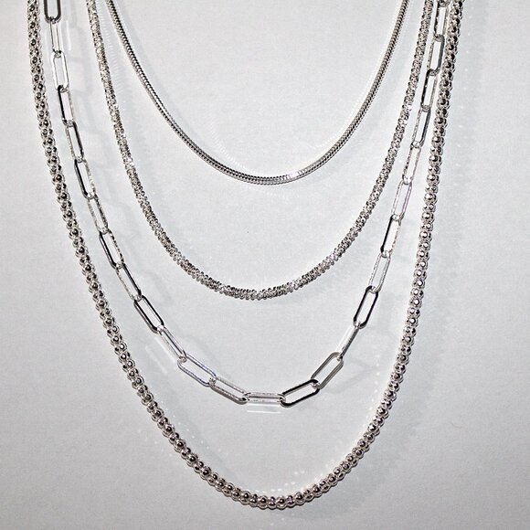 Milor Jewelry - Sterling 950 Silver Milor Multi Chain Layered Necklace 30 Grams